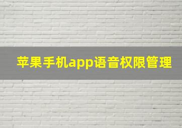 苹果手机app语音权限管理