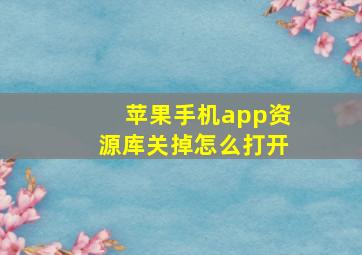 苹果手机app资源库关掉怎么打开