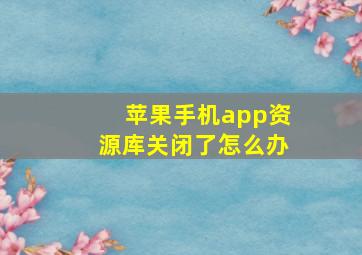 苹果手机app资源库关闭了怎么办