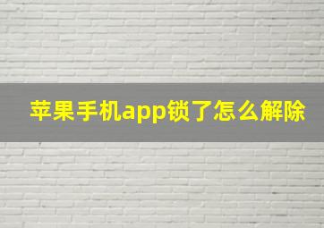 苹果手机app锁了怎么解除