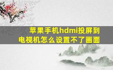 苹果手机hdmi投屏到电视机怎么设置不了画面