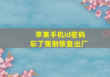 苹果手机id密码忘了强制恢复出厂