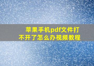 苹果手机pdf文件打不开了怎么办视频教程