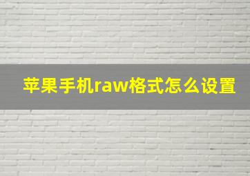 苹果手机raw格式怎么设置