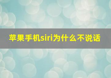 苹果手机siri为什么不说话