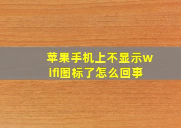 苹果手机上不显示wifi图标了怎么回事