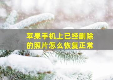 苹果手机上已经删除的照片怎么恢复正常