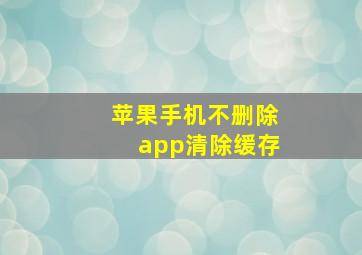 苹果手机不删除app清除缓存