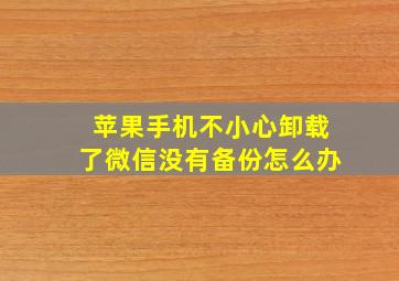 苹果手机不小心卸载了微信没有备份怎么办