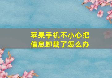 苹果手机不小心把信息卸载了怎么办