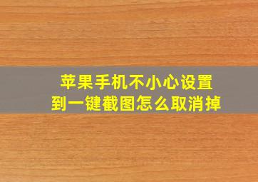 苹果手机不小心设置到一键截图怎么取消掉