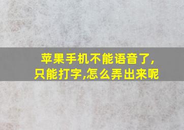 苹果手机不能语音了,只能打字,怎么弄出来呢