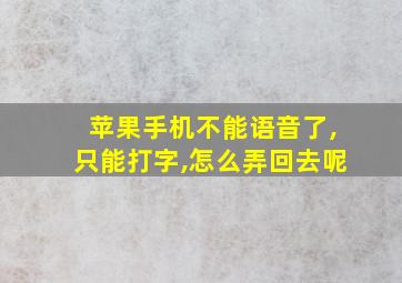 苹果手机不能语音了,只能打字,怎么弄回去呢