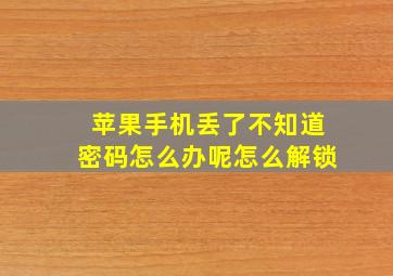 苹果手机丢了不知道密码怎么办呢怎么解锁