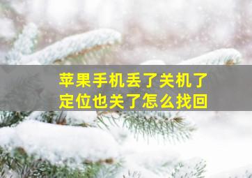 苹果手机丢了关机了定位也关了怎么找回