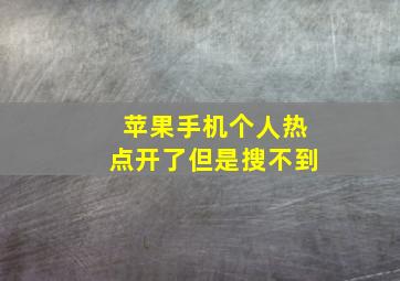 苹果手机个人热点开了但是搜不到