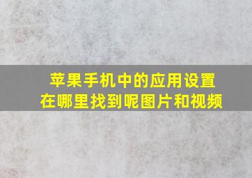 苹果手机中的应用设置在哪里找到呢图片和视频