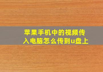 苹果手机中的视频传入电脑怎么传到u盘上