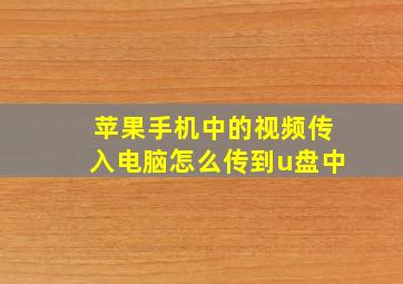 苹果手机中的视频传入电脑怎么传到u盘中