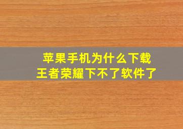 苹果手机为什么下载王者荣耀下不了软件了