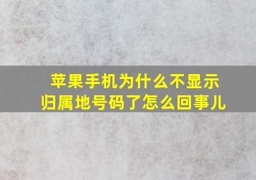 苹果手机为什么不显示归属地号码了怎么回事儿