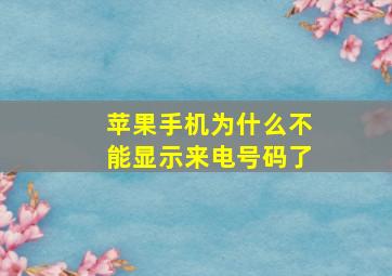 苹果手机为什么不能显示来电号码了