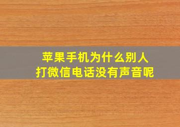 苹果手机为什么别人打微信电话没有声音呢