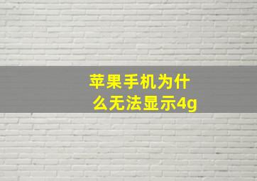 苹果手机为什么无法显示4g