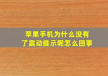 苹果手机为什么没有了震动提示呢怎么回事