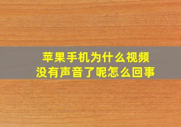 苹果手机为什么视频没有声音了呢怎么回事