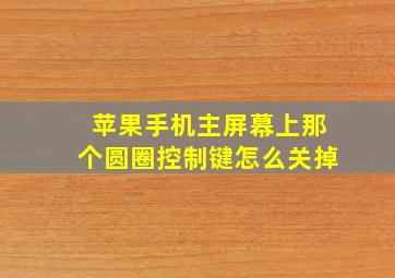 苹果手机主屏幕上那个圆圈控制键怎么关掉