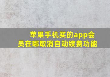 苹果手机买的app会员在哪取消自动续费功能