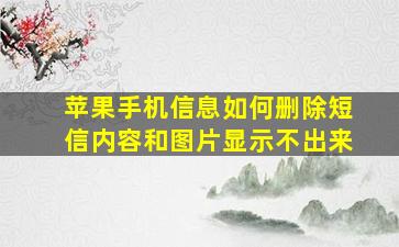 苹果手机信息如何删除短信内容和图片显示不出来