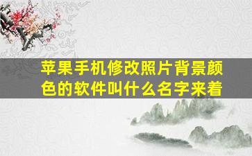 苹果手机修改照片背景颜色的软件叫什么名字来着