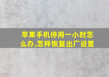 苹果手机停用一小时怎么办,怎样恢复出厂设置