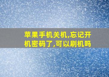 苹果手机关机,忘记开机密码了,可以刷机吗