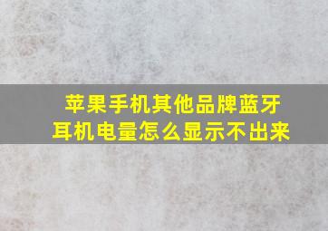 苹果手机其他品牌蓝牙耳机电量怎么显示不出来