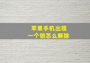 苹果手机出现一个锁怎么解除