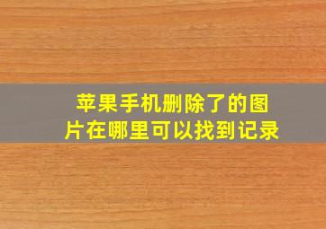 苹果手机删除了的图片在哪里可以找到记录