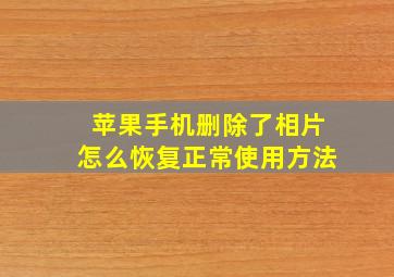 苹果手机删除了相片怎么恢复正常使用方法