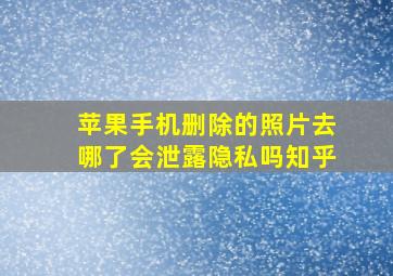 苹果手机删除的照片去哪了会泄露隐私吗知乎