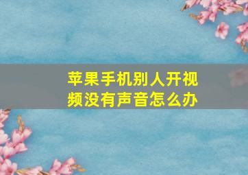 苹果手机别人开视频没有声音怎么办