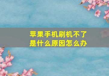 苹果手机刷机不了是什么原因怎么办