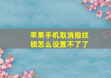 苹果手机取消指纹锁怎么设置不了了