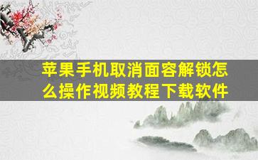 苹果手机取消面容解锁怎么操作视频教程下载软件