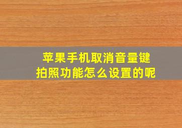 苹果手机取消音量键拍照功能怎么设置的呢