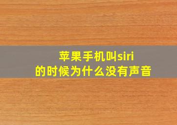 苹果手机叫siri的时候为什么没有声音