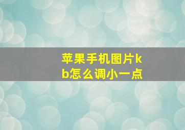 苹果手机图片kb怎么调小一点