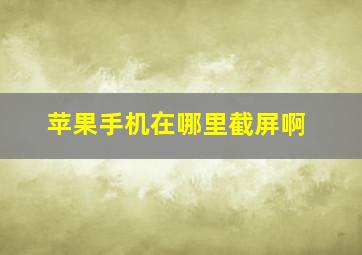 苹果手机在哪里截屏啊