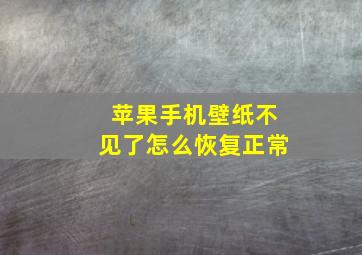 苹果手机壁纸不见了怎么恢复正常